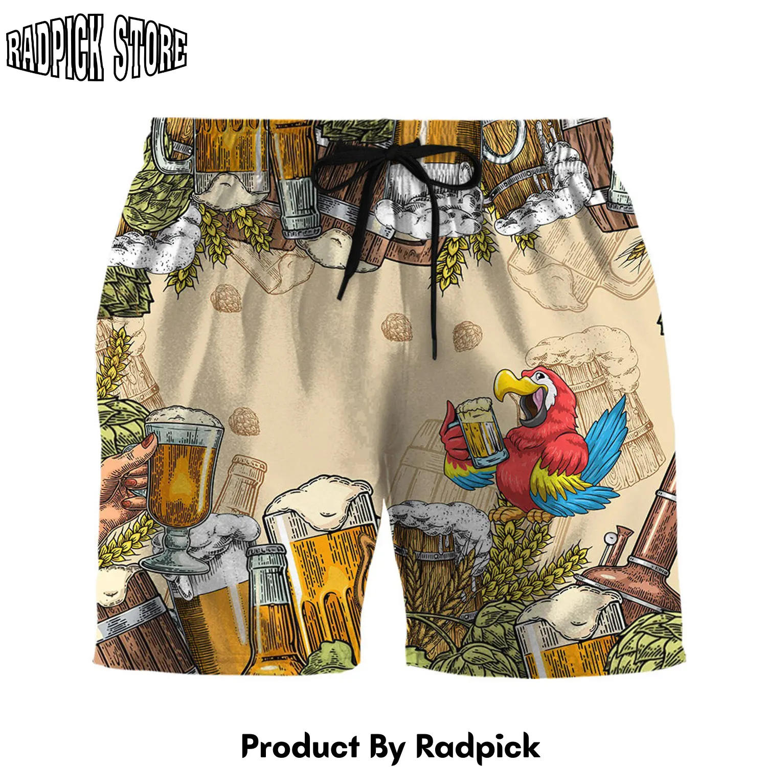 Radpick 3d parrot and beer custom men short rp631300